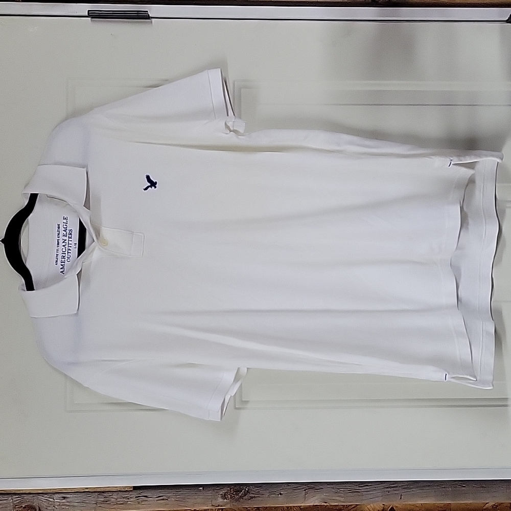 American Eagle Outfitters Men's Short Sleeve Polo Shirt White Size Large